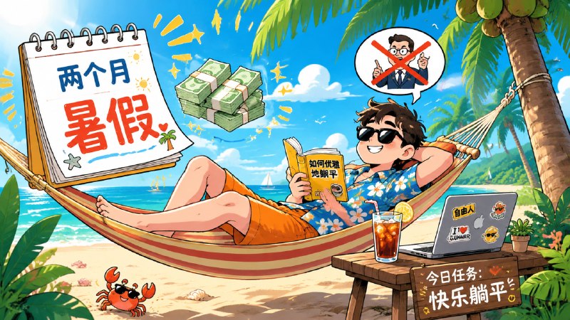🍟我想放暑假了我想要一个有两个月暑假，还有工资可以领，不用被boss催的工作