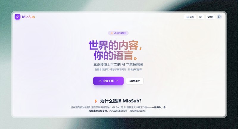 ✅真正读懂上下文的 AI 字幕编辑器🏷标签