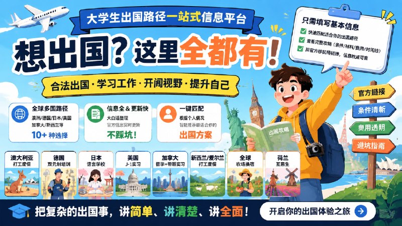 ✅给大学生用的「出国一站式信息平台」🏷标签