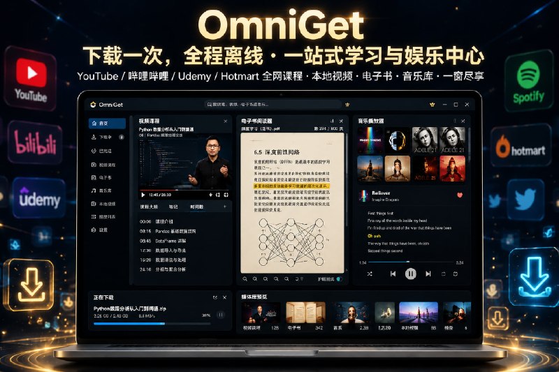 ✅下载+学习一个应用全搞定 - OmniGet🏷标签