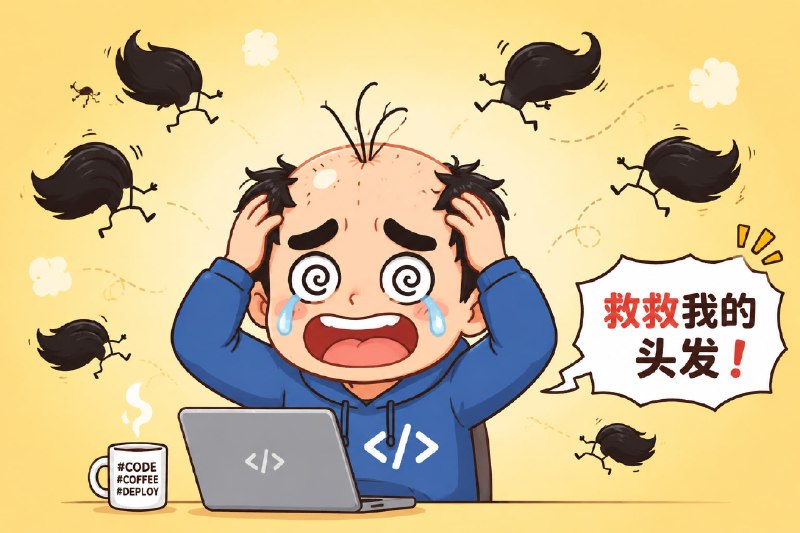 😭为什么代码写着写着头发不见了最近老是掉头发，我也不经常挠头啊，难道是代码写的太认真了吗？我还年轻啊，救救我的头发！