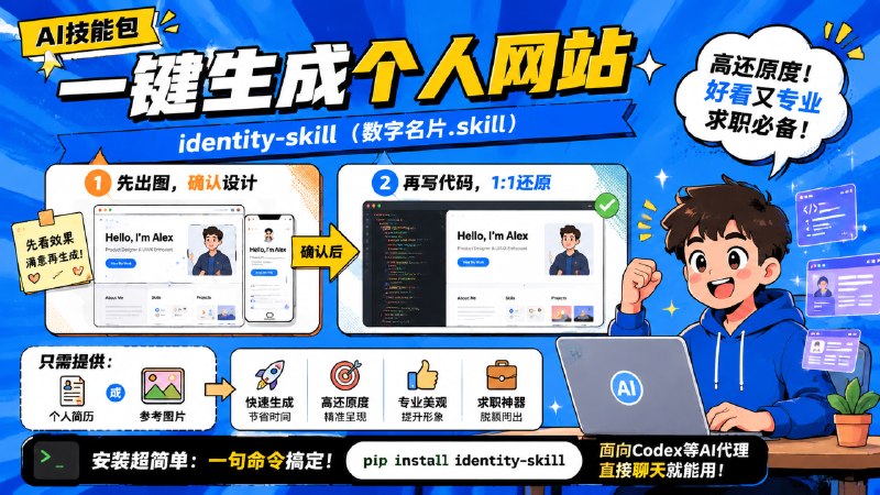 ✅一键打造专属个人网站 - Identity Skill🏷标签