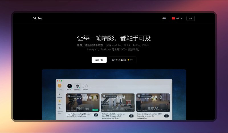 #视频 #下载 🟠让每一帧触手可及 - VidBee🟢介绍