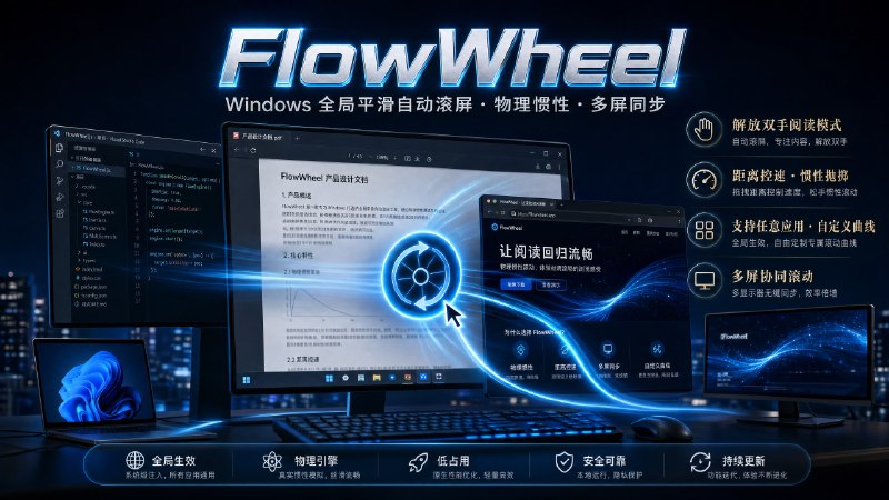 ✅ Win全局自动滚动 - FlowWheel🏷标签
