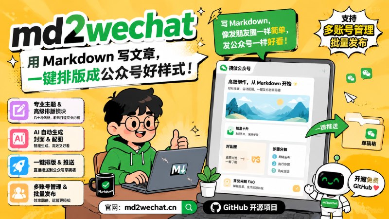 ✅微信公众号创作神器 - md2wechat🏷标签