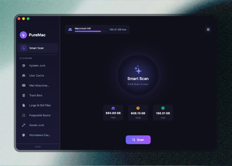 ✅告别 Mac 付费清理 - PureMac⭐️标签