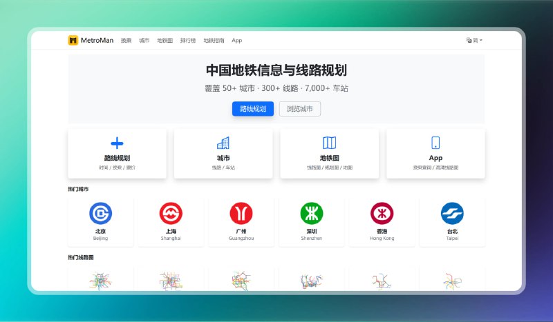 #地铁 #网站🟠中国地铁通 - MetroMan🟢介绍